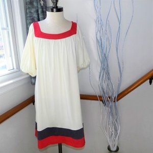 POOF EXCELLENCE Cream Red & Gray Long Top Tunic Size Medium